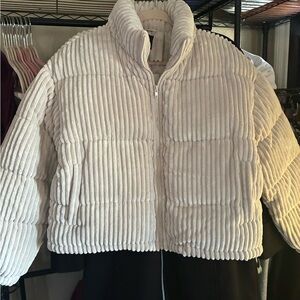 Forever 21 Ribbed Cream Puffer Jacket